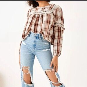 NWT American Eagle Plaid Blouse